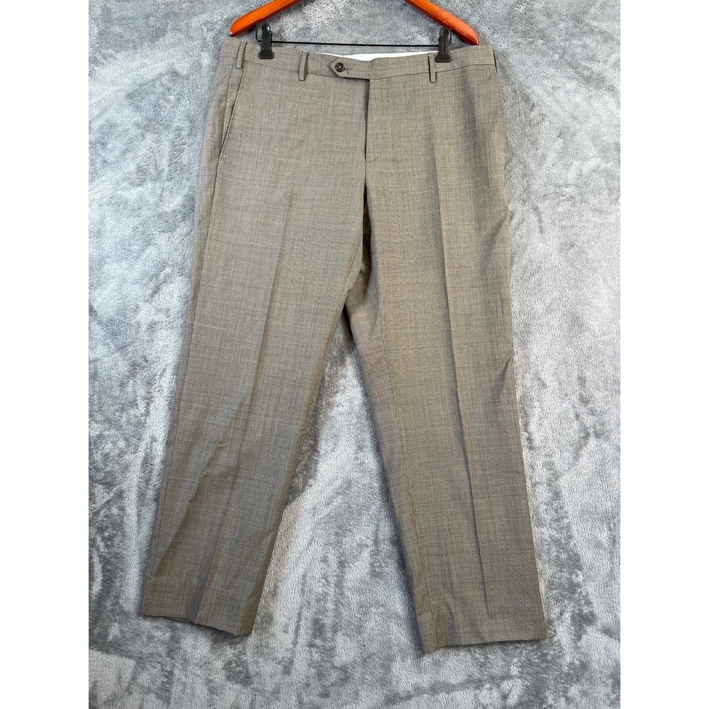 Zanella Dress Pants Mens 38 37x29 Brown Wool Lightweight Lined Trousers Italy